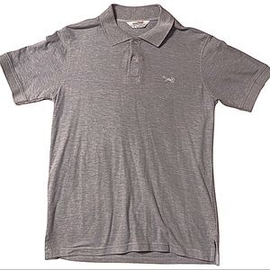 Retro Fox Polo — heather blue/gray, size large